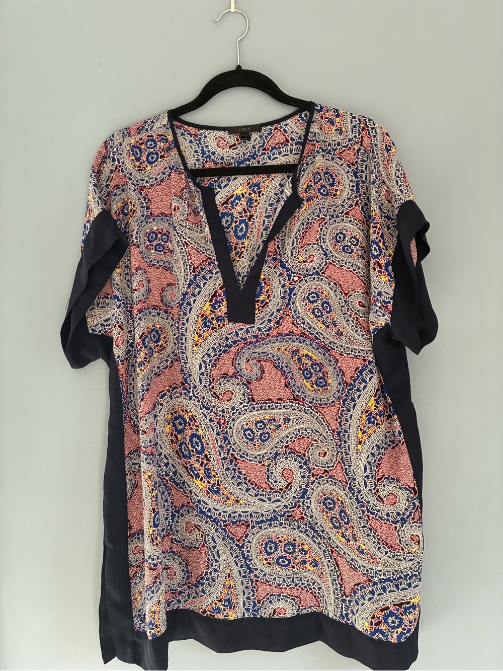 Printed Paisley V-Neck Women's Coverup in Pink and Navy Jcrew